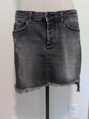 10/12 Zadig & Voltaire Paris Assymetric Washed Black Denim Mini Skirt